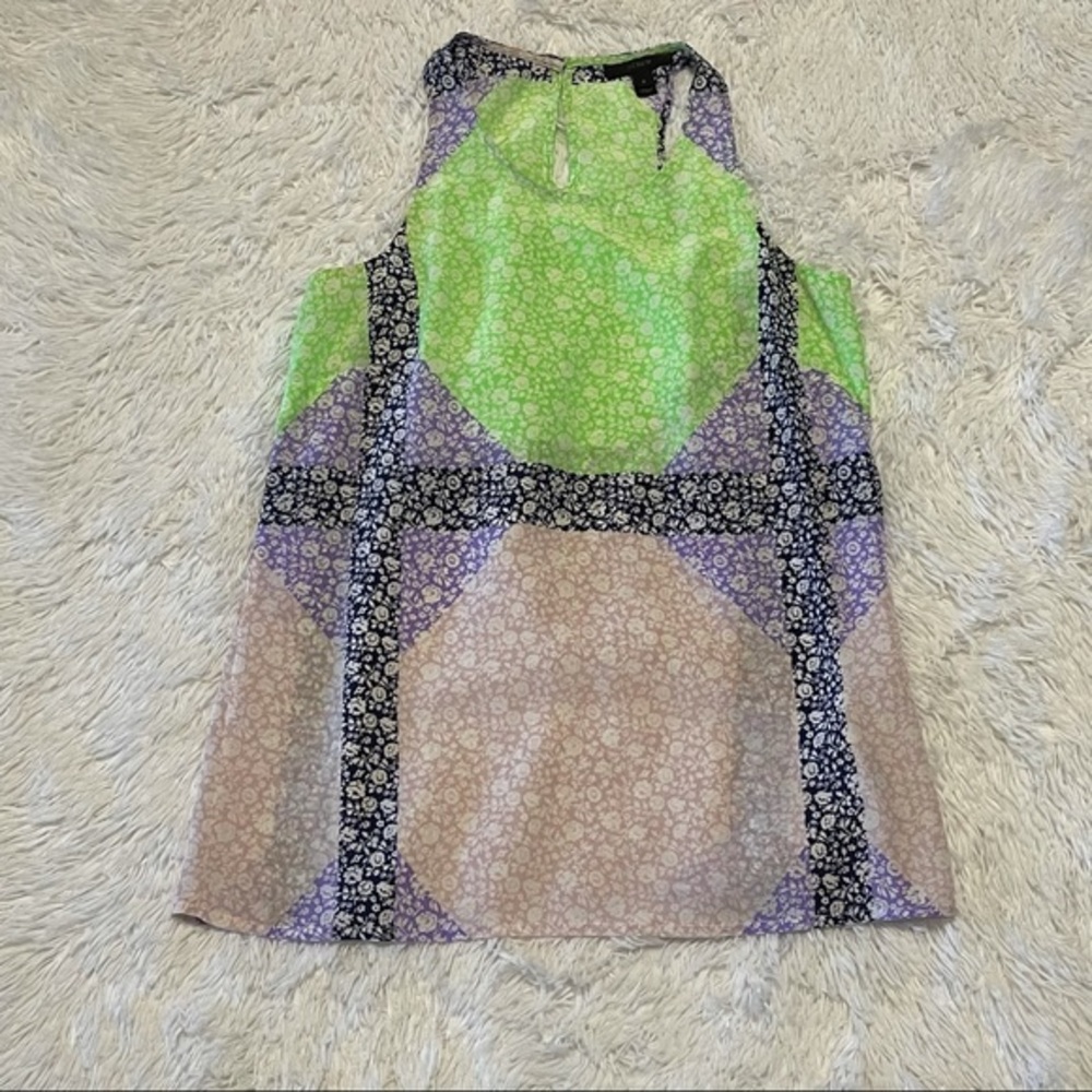 J. Crew Women’s Windowpane Floral Silk Tank Top Shirt